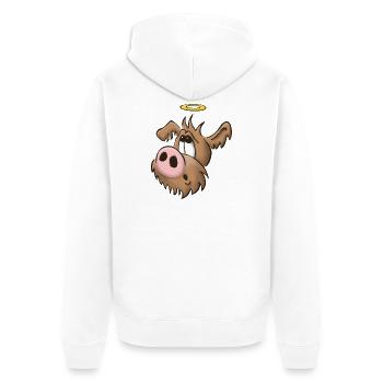 Schweinehund12 - Unisex Premium Bio Zip Hoodie - Weiß - Hinten - Thijin (182cm)