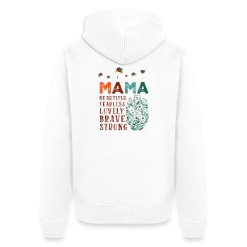 Maman - Belle, Intrépide, Charmante, Courageuse, Forte - Veste à capuche bio Premium Unisexe - blanc - Dos - Thijin (182cm)