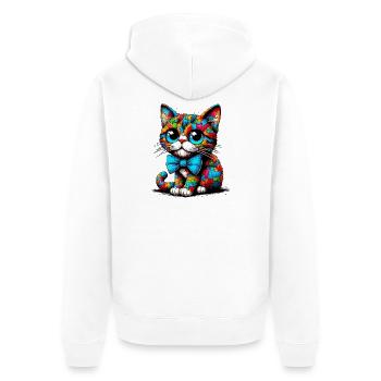 Chat avec noeud papillon - Veste à capuche bio Premium Unisexe - blanc - Dos - Thijin (182cm)