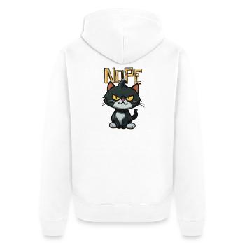 Chaton en colère dit NON - Veste à capuche bio Premium Unisexe - blanc - Dos - Thijin (182cm)