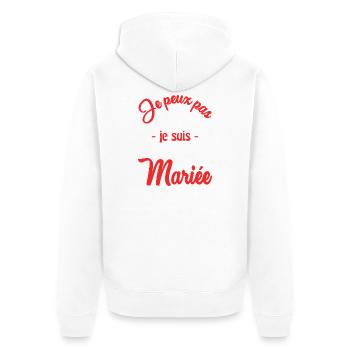 ICH KANN NICHT, ICH BIN VERHEIRATET - Unisex Premium Bio Zip Hoodie - Weiß - Hinten - Thijin (182cm)