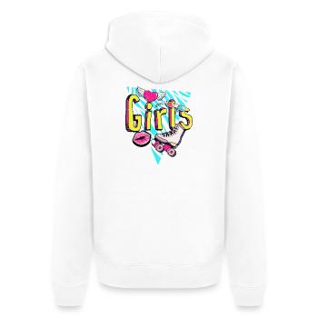 Mädchen Retro Roller Pop Art - Unisex Premium Bio Zip Hoodie - Weiß - Hinten - Thijin (182cm)