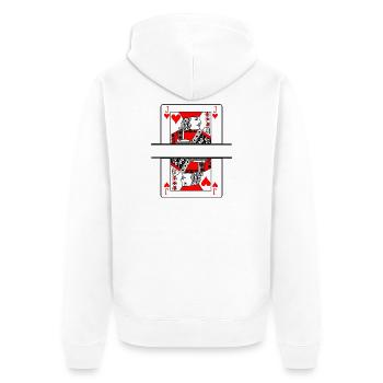 Spielkartenherzen Bauer mit Banner Platz - Unisex Premium Bio Zip Hoodie - Weiß - Hinten - Thijin (182cm)