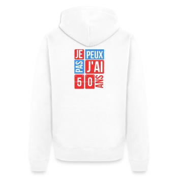 je peux pas j'ai 50 ans - Veste à capuche bio Premium Unisexe - blanc - Dos - Thijin (182cm)