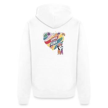 Love is Love – LGBTQIA+ Pride Herz Design - Unisex Premium Bio Zip Hoodie - Weiß - Hinten - Thijin (182cm)