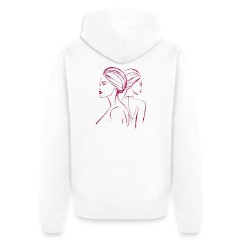Minimalist Pink Line Art Women's Profile Elegant - Unisex Premium Organic Zip Hoodie - white - Back - Thijin (182cm)