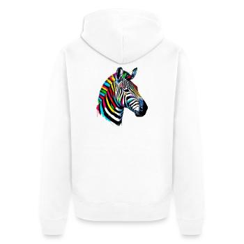 Zebra - Unisex Premium Organic Zip Hoodie - white - Back - Thijin (182cm)