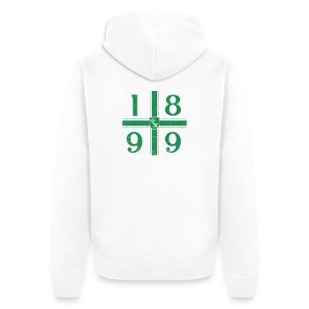 Bremen Fußball mit Kreuz - Unisex Premium Bio Zip Hoodie - Weiß - Hinten - Thijin (182cm)