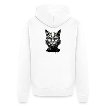 Katzenkopf gestaltet als Roboter im Retro-Look - Unisex Premium Bio Zip Hoodie - Weiß - Hinten - Thijin (182cm)
