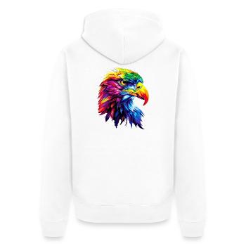 Eagle Pop Art Bright Colors Golden Eagle White-tailed Eagle - Unisex Premium Organic Zip Hoodie - white - Back - Thijin (182cm)
