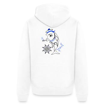 Marin, Poisson, Ahoy - Veste à capuche bio Premium Unisexe - blanc - Dos - Thijin (182cm)
