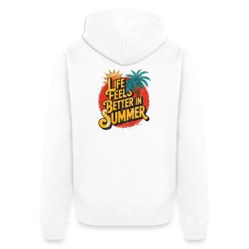 Life Feels Better In Summer - Unisex Premium Organic Zip Hoodie - white - Back - Thijin (182cm)