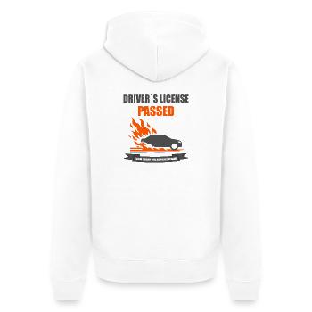 Permis de conduire passé Funny Car FlamesT-shirt - Veste à capuche bio Premium Unisexe - blanc - Dos - Thijin (182cm)