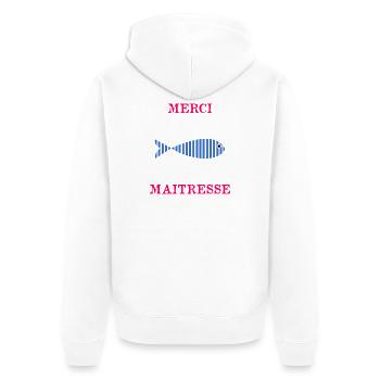 GELIEBTE. VIELEN DANK. DANKE HERRIN - Unisex Premium Bio Zip Hoodie - Weiß - Hinten - Thijin (182cm)