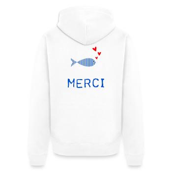 MERCI. MAÎTRESSE. MAÎTRE. MERCI MAÎTRESSE - Veste à capuche bio Premium Unisexe - blanc - Dos - Thijin (182cm)