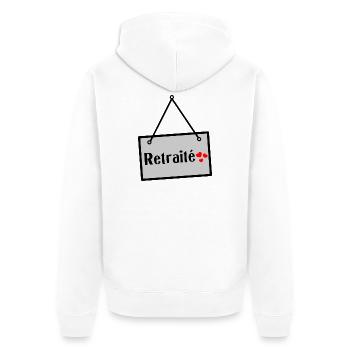 RETRAITE. RETRAITE. RETRAITEE. BONNE RETRAITE - Veste à capuche bio Premium Unisexe - blanc - Dos - Thijin (182cm)
