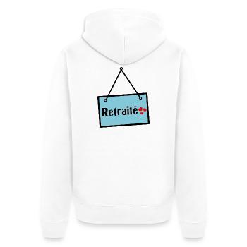 RETIREMENT. RETIREMENT. RETIRED - Unisex Premium Organic Zip Hoodie - white - Back - Thijin (182cm)