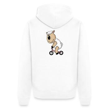 Schaf Fahrrad - Unisex Premium Bio Zip Hoodie - Weiß - Hinten - Thijin (182cm)