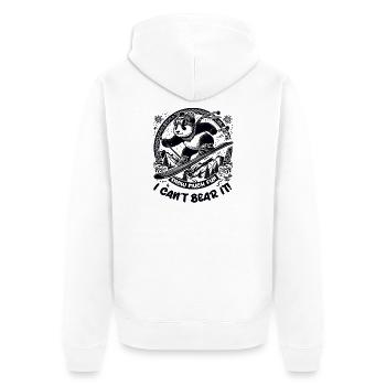 Powder Panda: Schnee macht viel Spaß, ich kann es nicht ertragen! - Unisex Premium Bio Zip Hoodie - Weiß - Hinten - Thijin (182cm)