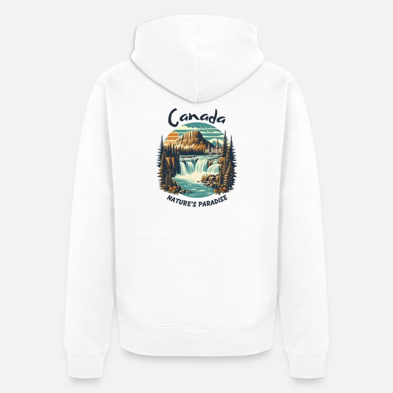 Le paysage du Canada - Veste à capuche bio Premium Unisexe - blanc