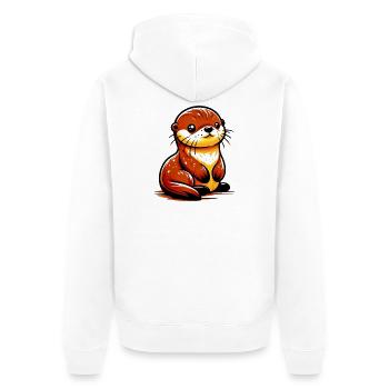 Otter - Unisex Premium Bio Zip Hoodie - Weiß - Hinten - Thijin (182cm)