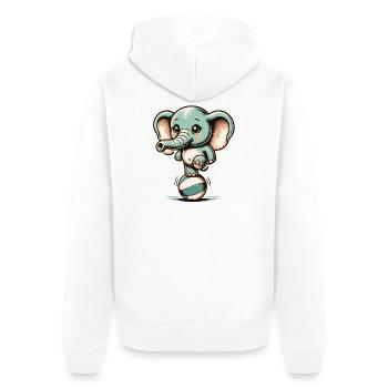 niedlicher Cartoon-Elefant auf Gymnastikball - Unisex Premium Bio Zip Hoodie - Weiß - Hinten - Thijin (182cm)
