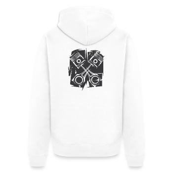 V8 Abstrait Moteur Illustration Musclecar Tuning - Veste à capuche bio Premium Unisexe - blanc - Dos - Thijin (182cm)