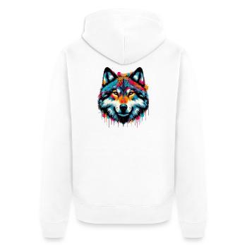 Wolf - Unisex Premium Organic Zip Hoodie - white - Back - Thijin (182cm)