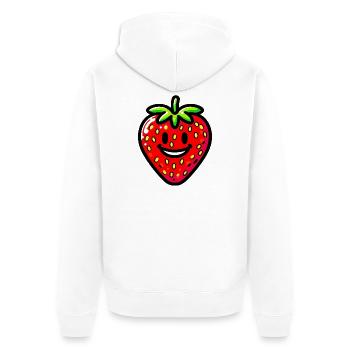 Erdbeer-Erdbeeren - Unisex Premium Bio Zip Hoodie - Weiß - Hinten - Thijin (182cm)