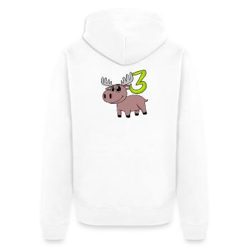 3e anniversaire motif orignal - trois ans - Veste à capuche bio Premium Unisexe - blanc - Dos - Thijin (182cm)