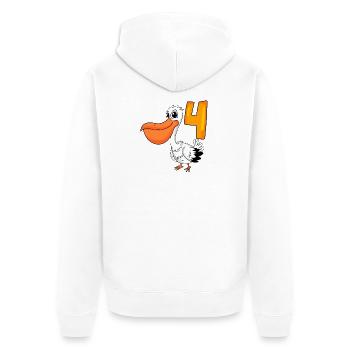 4. Geburtstag Motiv Pelikan - vier Jahre alt - Unisex Premium Bio Zip Hoodie - Weiß - Hinten - Thijin (182cm)