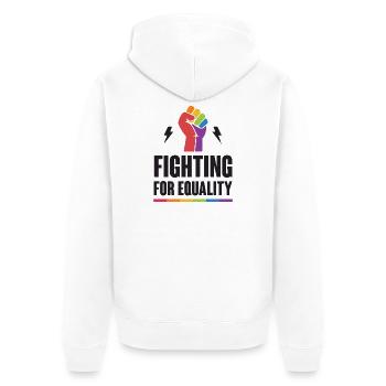 LGBTQ Pride Month - Fighting for Equality - Unisex Premium Organic Zip Hoodie - white - Back - Thijin (182cm)