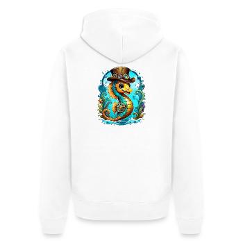 Hippocampe steampunk mignon - Veste à capuche bio Premium Unisexe - blanc - Dos - Thijin (182cm)