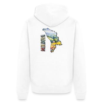Aquarell Landkarte Moldawien - Unisex Premium Bio Zip Hoodie - Weiß - Hinten - Thijin (182cm)