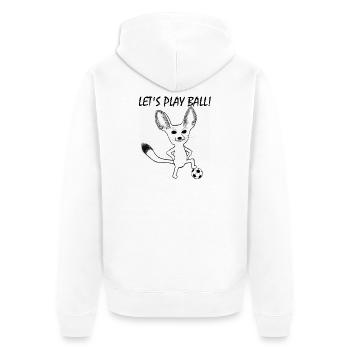 Fennek Let's Play Ball! - Unisex Premium Bio Zip Hoodie - Weiß - Hinten - Thijin (182cm)