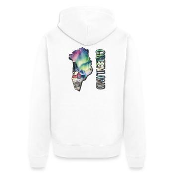 Aquarell Landkarte Grönland - Unisex Premium Bio Zip Hoodie - Weiß - Hinten - Thijin (182cm)