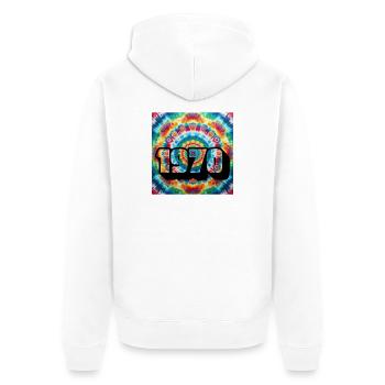SCHÖNES JAHR 1970 - Unisex Premium Bio Zip Hoodie - Weiß - Hinten - Thijin (182cm)