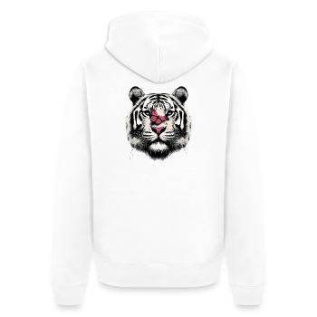 Tigre et papillon - Veste à capuche bio Premium Unisexe - blanc - Dos - Thijin (182cm)