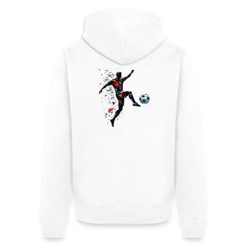joueur de football dynamique jouant au football - Veste à capuche bio Premium Unisexe - blanc - Dos - Thijin (182cm)