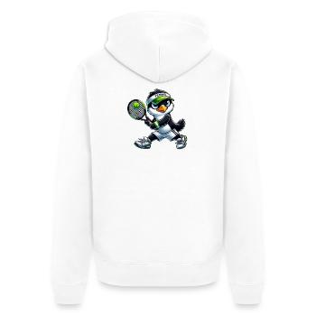Mignon pingouin joueur de tennis dessin animé - Veste à capuche bio Premium Unisexe - blanc - Dos - Thijin (182cm)