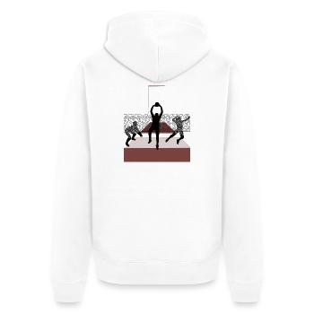 Teamarbeit im Volleyball - Unisex Premium Bio Zip Hoodie - Weiß - Hinten - Thijin (182cm)