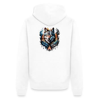 Majestic wolf head surrounded by flames and water - Unisex Premium Organic Zip Hoodie - white - Back - Thijin (182cm)