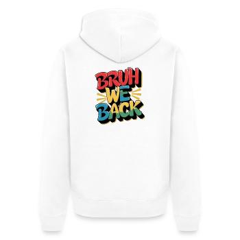 Fröhliches, wiederkehrendes Design mit buntem Text - Unisex Premium Bio Zip Hoodie - Weiß - Hinten - Thijin (182cm)