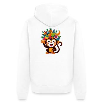 Monkey - Unisex Premium Organic Zip Hoodie - white - Back - Thijin (182cm)