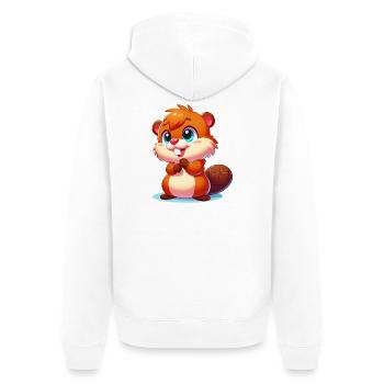 Beaver - Unisex Premium Organic Zip Hoodie - white - Back - Thijin (182cm)