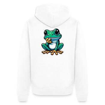 Frosch - Unisex Premium Bio Zip Hoodie - Weiß - Hinten - Thijin (182cm)