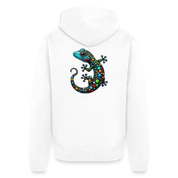 Gecko - Unisex Premium Organic Zip Hoodie - white - Back - Thijin (182cm)