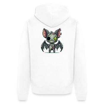 Creepy Zombie Bat for Halloween Fun - Unisex Premium Organic Zip Hoodie - white - Back - Thijin (182cm)