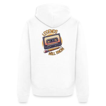 Legenden werden es wissen: Die Kassette und der Bleistift - Unisex Premium Bio Zip Hoodie - Weiß - Hinten - Thijin (182cm)