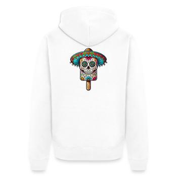 drôle de crâne motif de glace - Día de Muertos - Veste à capuche bio Premium Unisexe - blanc - Dos - Thijin (182cm)